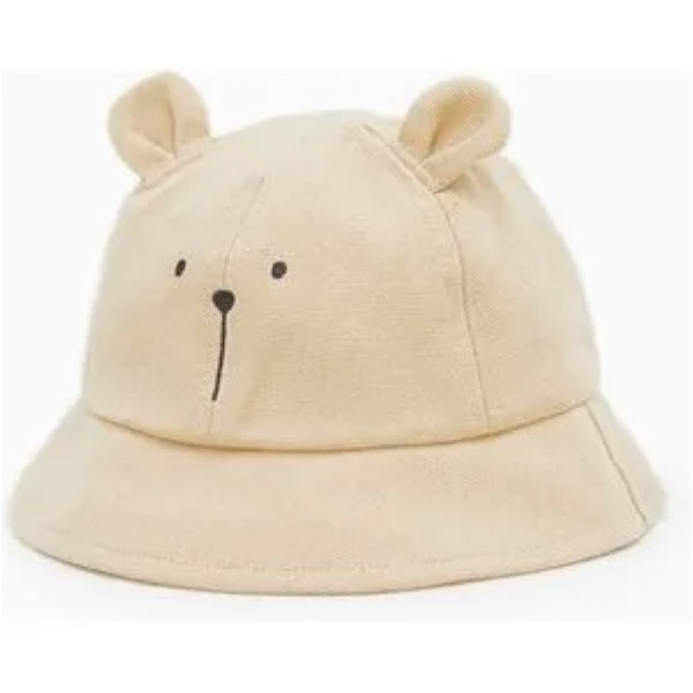 ZARA Kids Baby Tan Khaki Explorer Bear Bucket Hat with Ears size 2-4
